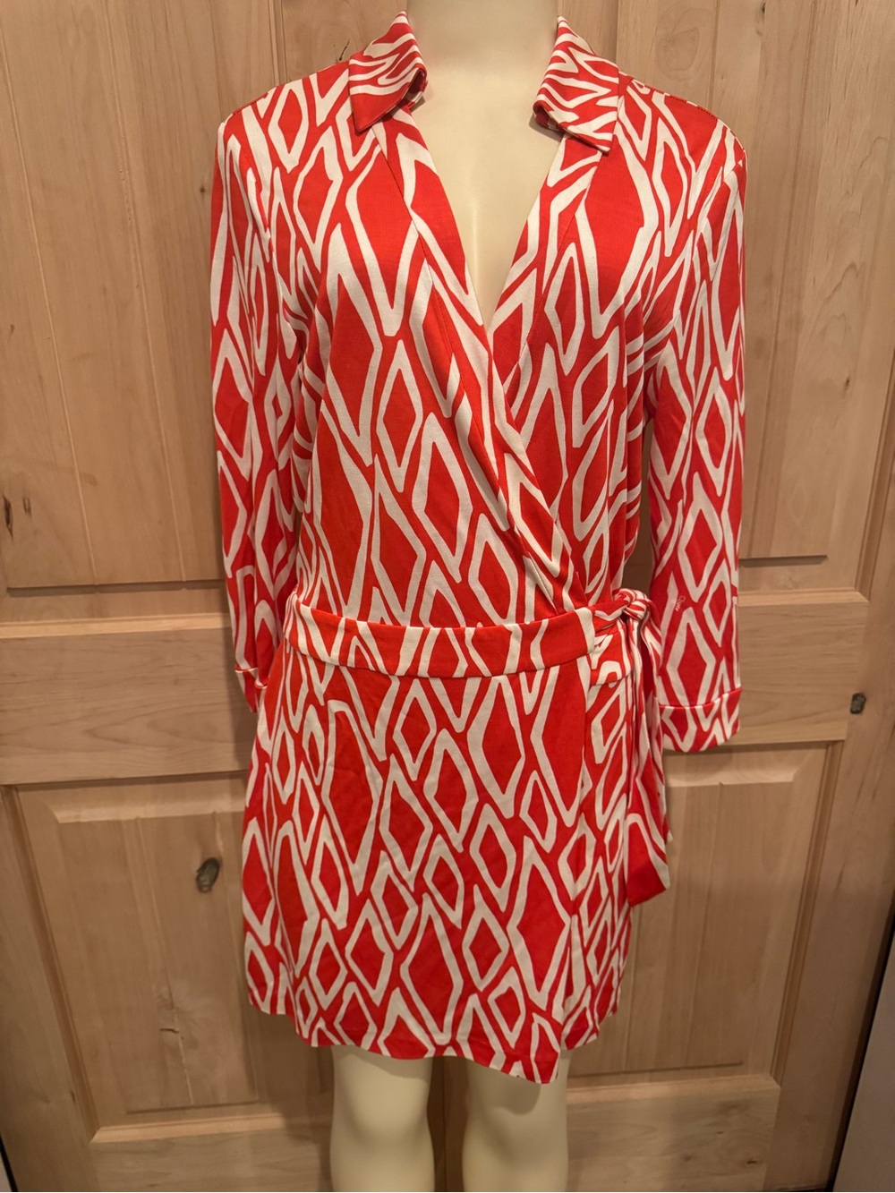 Diane Von Furstenberg Reddish Orange celeste Wrap romper Sz 14 New